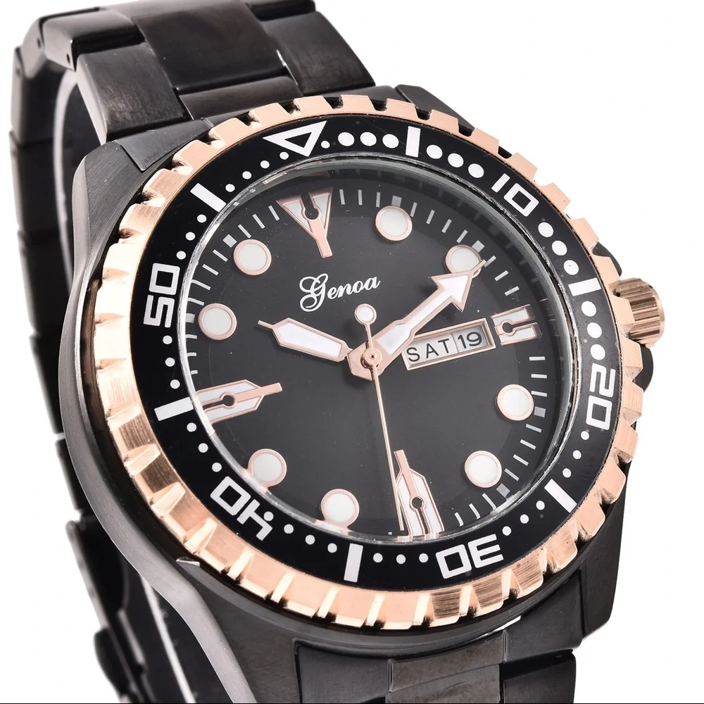 Genoa ION Plated Black Stainless Steel Watch